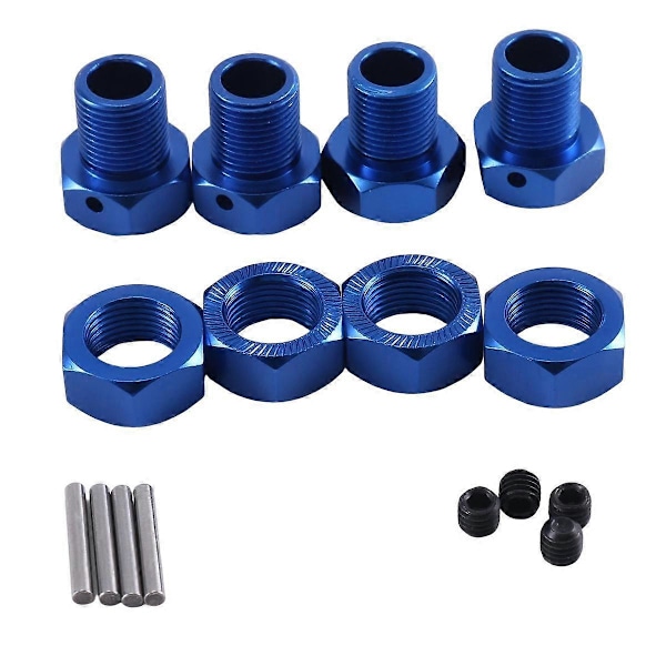 4 st Metall Förlängd Hjul Hex Nav Adapter för 1/10 Arrma Kraton Outcast RC Bil Uppgraderingar Delar Tillbehör, Blå