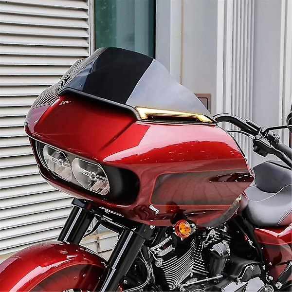 Vindskærms Trim Lys Vindskærm Kåbe LED Blinklys Kørelys Til Road Glide Modeller - Sort