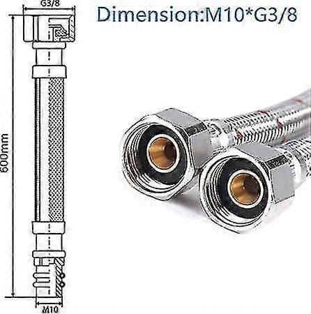 ZK-G3/8 - M10-60CM Slangeforbindelse Slangefitting Forlænget Pansret Slangeforbindelse Slange Til Vandhaner