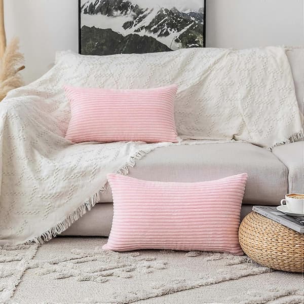 Dekorative Pudebetræk til Sofa, Pudebetræk til Sofa, Bænk, Sæt af 2, 18x18 tommer, 45cm, Blush Pink