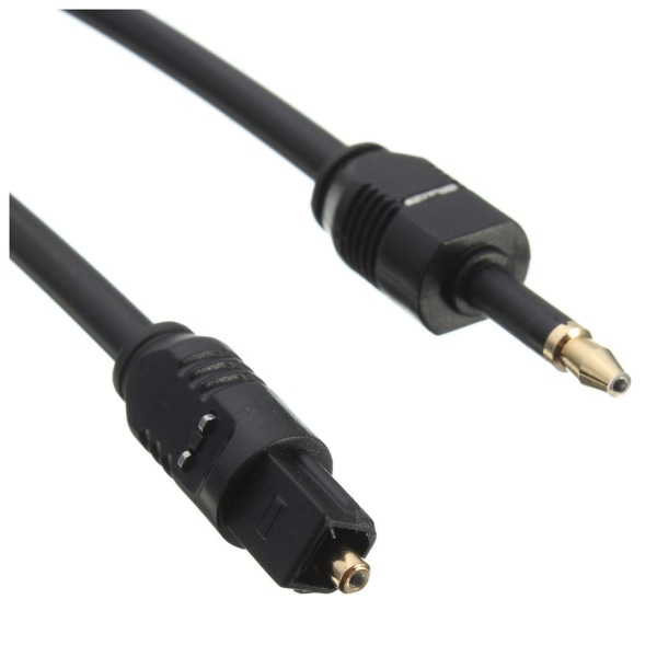 2x 1m 3ft Toslink til Mini Plugg 3,5 mm Digital Optisk SPDIF Lydkabel Gullbelagt