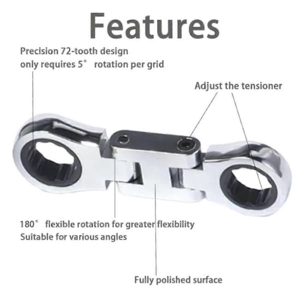 5 stk. Nano Flex-Head lommeratchet med dobbeltdrift, Mini-ratchetsett