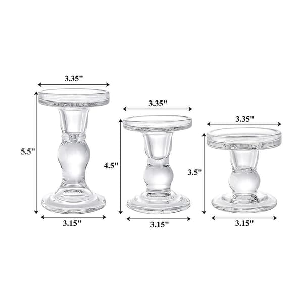 Glasslysestaker, Klare Søyleformede Lysestaker Krystall Lysestake Stativ for Spisebord 3