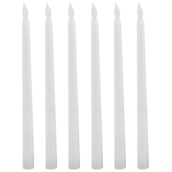 6 stk LED Koniske Lys for Middag, Flimrende Flammeløse Batteridrevne Borddekking Bryllup
