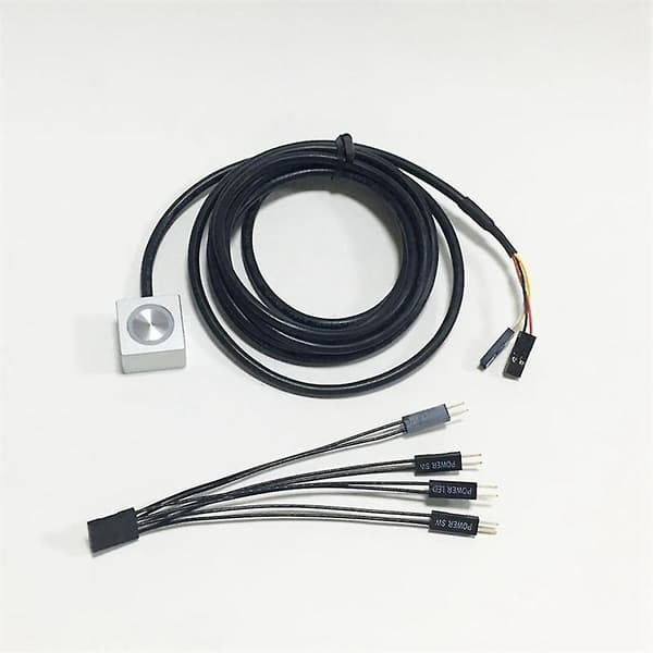 Computer Desktop Switch PC Bundkort Ekstern Start Tænd/Sluk Knap Forlængerkabel til DIY Knap Sort & Rød