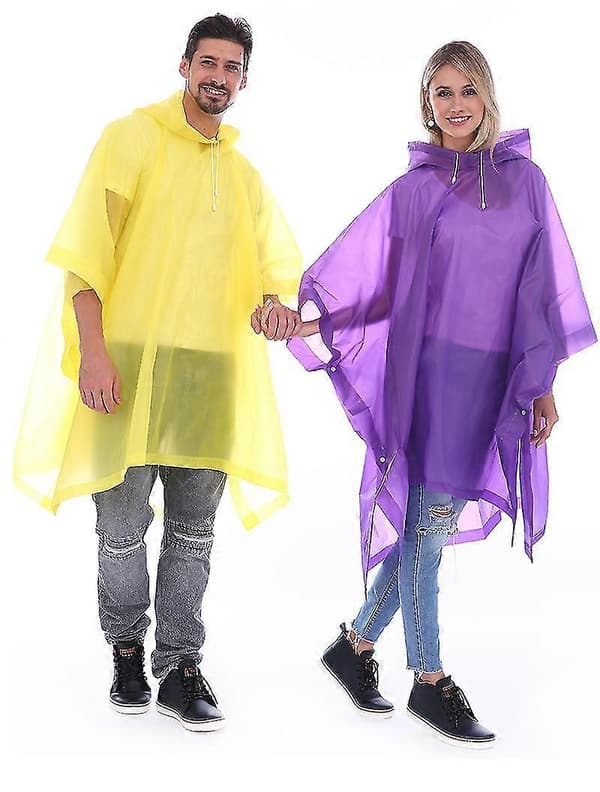 Poncho for kvinner og menn (2-pakning) med hette med snøring for voksne