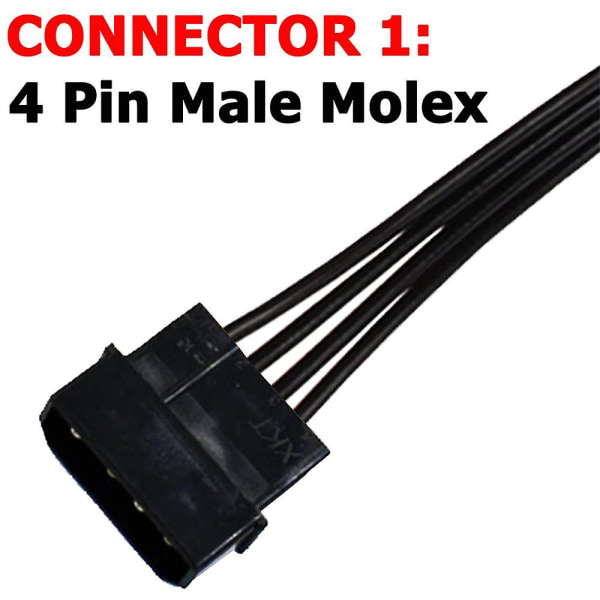 Molex IDE 4-nastainen uros - 15-nastainen naaras SATA virtalähdemuuntajakaapeli kiintolevylle HDD SSD virta E