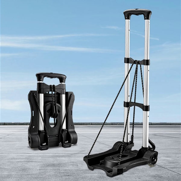 Portabel hopfällbar resväska vagn lättviktsaluminium handtruck dolly med 2 hjul för resor