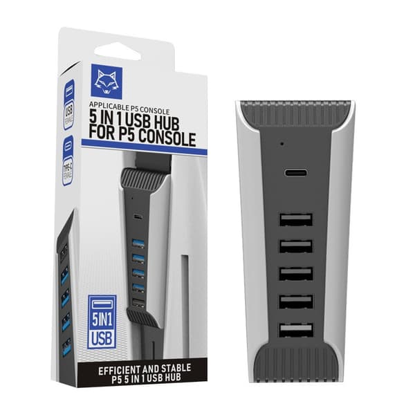 PS5 HUB-konverter USB 2.0 højhastighedsoverførsel 1-til-5 splitkabeludvider PS5-tilbehør