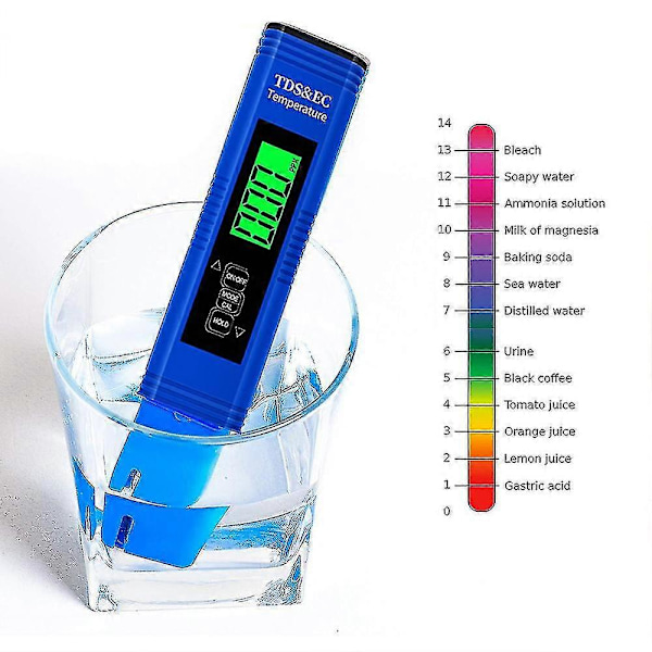 3-i-1 TDS EC & Temperaturmätare Ultrahög Noggrannhet Digital Vattenkvalitets TDS-Tester (blå)