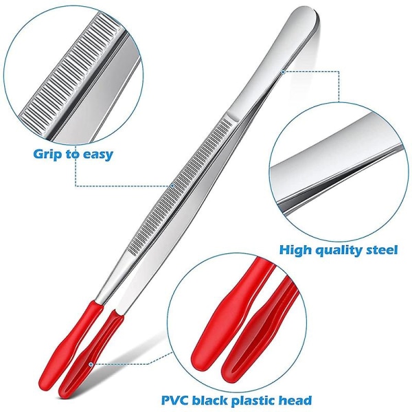 2 st. Böjda och 2 st. Platta Spetsar Pincett Rostfritt Stål Pincett - Röd