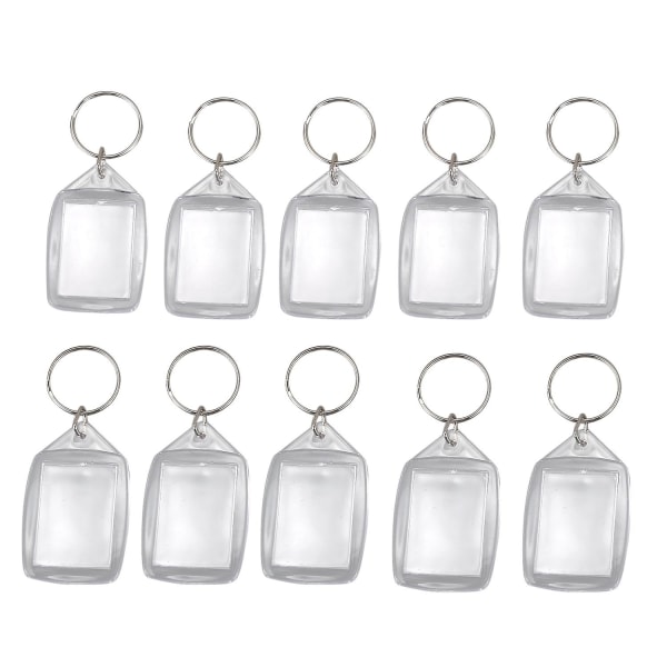10x klar akryl plast tomma nyckelringar Infoga passfoto nyckelring Nyckelring