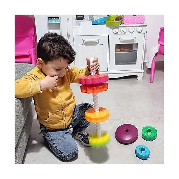 Jente Gutt SpinAgain Stableleker for Småbarn 1-3 år, Regnbue Ring Stableleker Jule Bursdagsgave