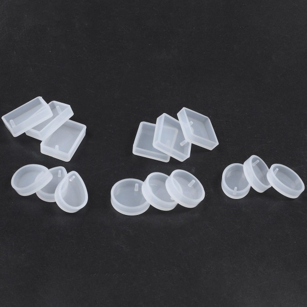 30 pakke silikon harpiks anheng smykkeformer med hengende hull for å lage smykker
