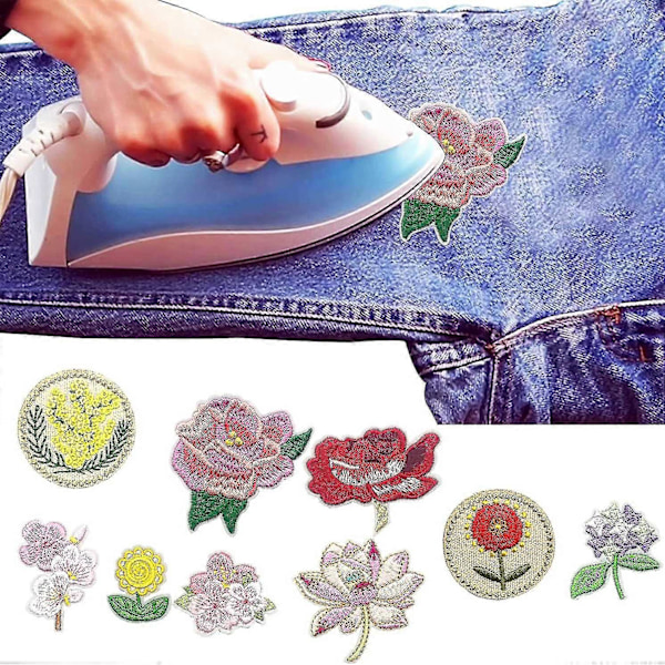 13 st Stryk-på-lappar Blomsterapplikationer Stickers, Blomsterkorg Broderi Dekorativa Lappar Appli