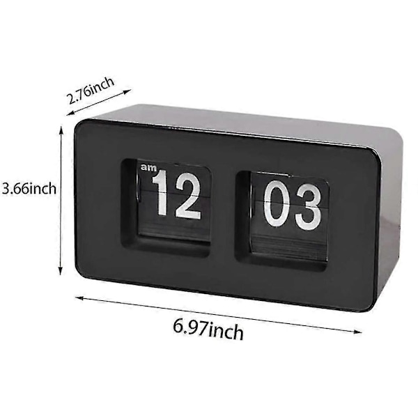 Automatisk Flip Ur, klassisk Retro Ur, digitalt Bord Side Ur, til Familie Soveværelse (sort, 1 stk)