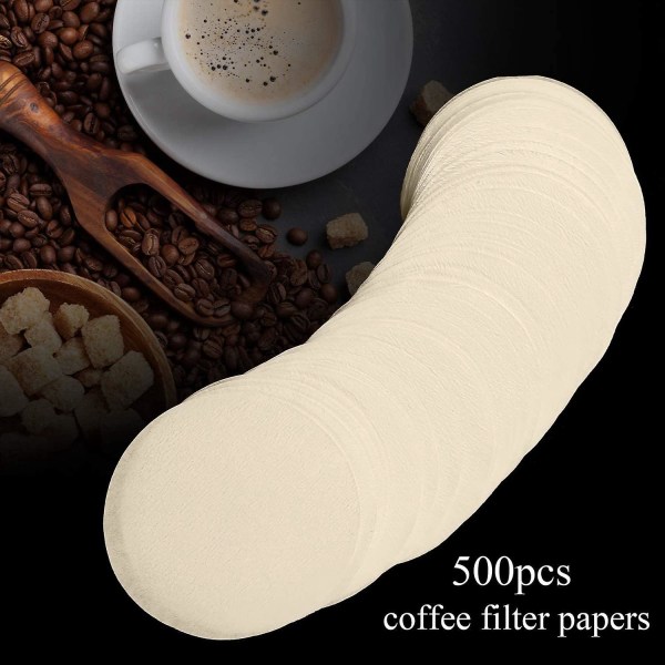 500 stk erstatningspapirfiltre Runde kaffetrakterfiltre engangs for kaffe og espressomaskin