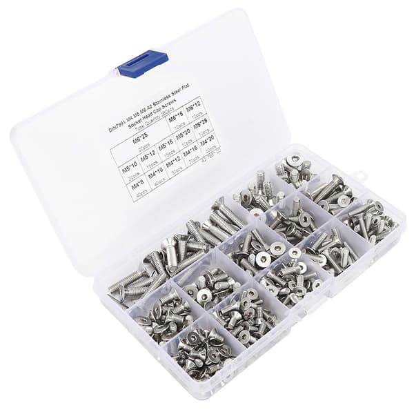 260 stk. Flat Skruesett M4/M5/M6 Hex Socket Rustfritt Stål 304 for Elektronikkindustri YEMAA
