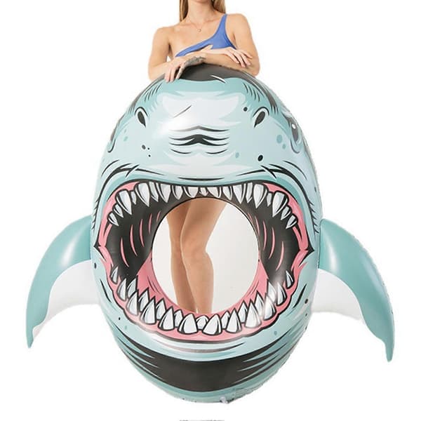Oppustelig Haj Pool Float Ride On Pool Floaty Party Legetøj Lounge Raft til Sommer Pool Strand Party Props