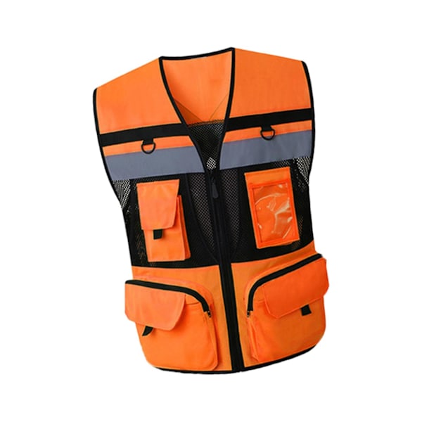 Reflective Vest With Pockets Comfortable For Parking Attendants L Orange