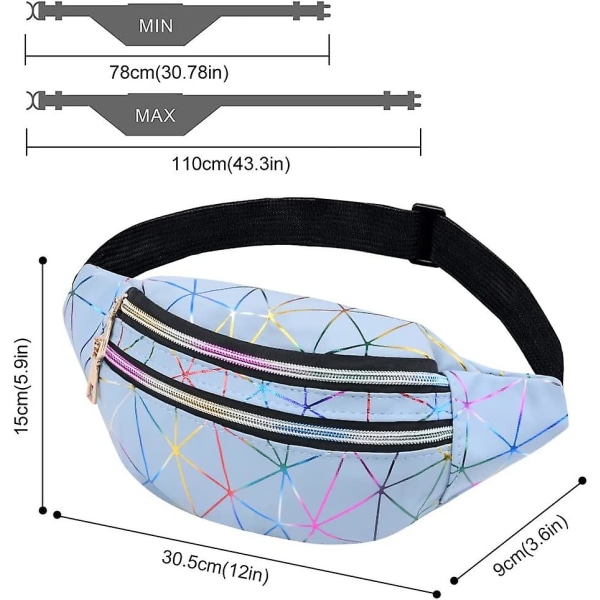 Vyötärölaukku, Holografinen Vyötärölaukku PU-Nahalla, Kiiltävä Vyötärölaukku Festivaaleille Rave Bumbags Naisille Matkustamiseen Juhliin Urheiluun Vaellukseen (sininen-1kpl)