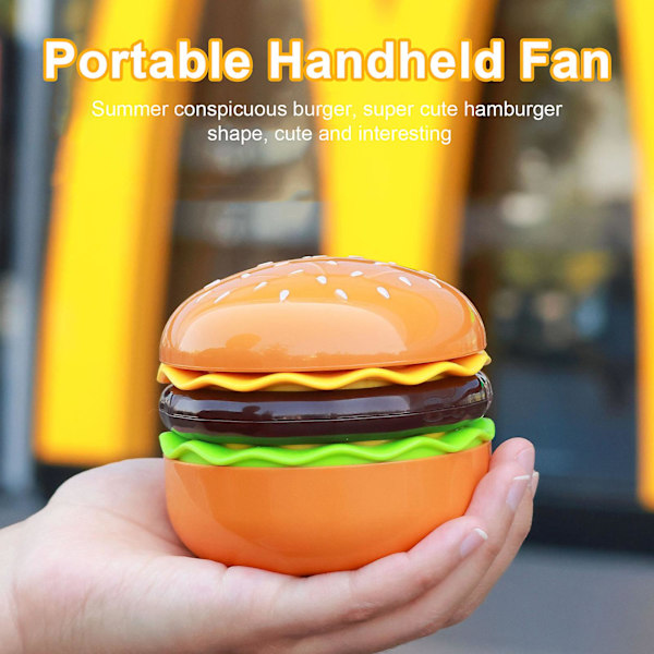 Luftkøler Nyhed Hamburger Mini Ventilator med Makeup Spejl Foldbart Design 3-Hastigheds Vindjustering USB Genopladelig Køleventilator