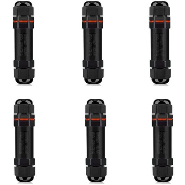 IP68 Vandtætte 3-leder stik til 2-13 mm kabler – Pakke med 6 udendørs samledåser
