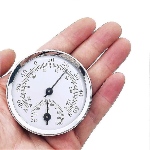 Mini Rund Väggmonterad Analog Termometer Hygrometer Temperatur Luftfuktighetsmätare