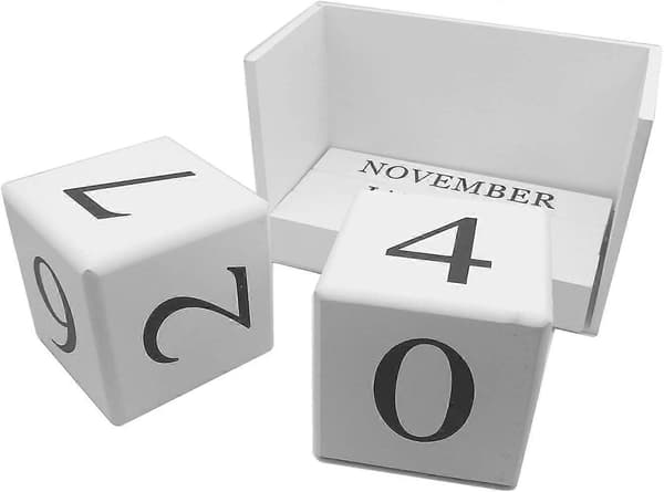 Træblok Kalender - Evig Blok Måned Dato Display Hjem Kontor Dekoration