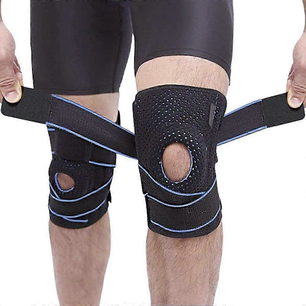 Neopren Knæstøtte, 2 stk. Patellar og Ligament Knæstøtte, Knæstøtte med Åben Patella Stabiliseringsring til Sport, Løbeture