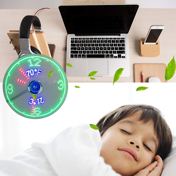 Luova Mini USB LED-kello Reaaliaikainen Lämpötilanäyttö Kesäviilentävä Tuuletin