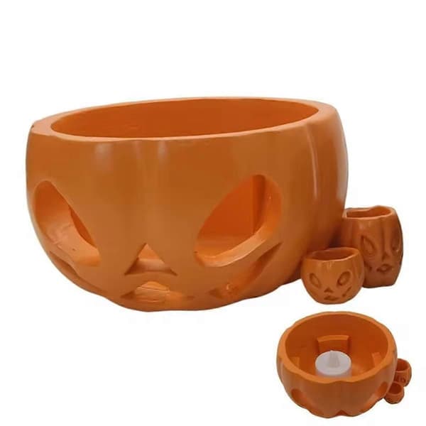 Drikkkoppholder Dekorasjon Gresskar Drikkkoppholder for Halloweenfester Harpiksmateriale Dekorativ