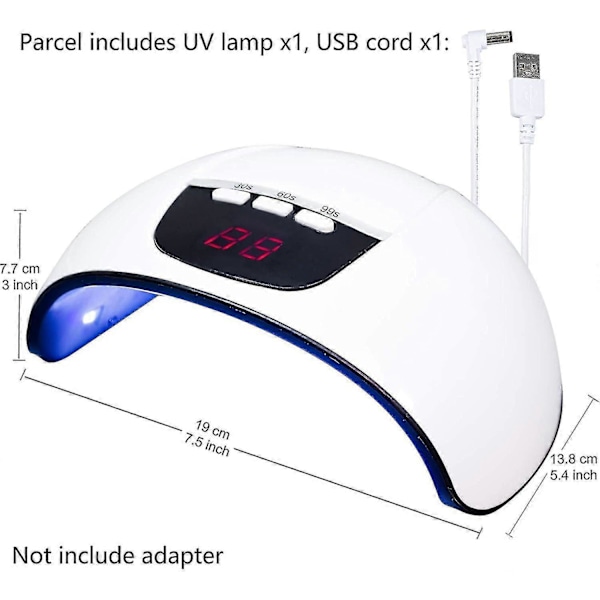 LED UV-lampa 54W för härdning av resin, smyckesgjutningssats, gellack, 3 timerinställningar, automatisk sensor, USB-driven