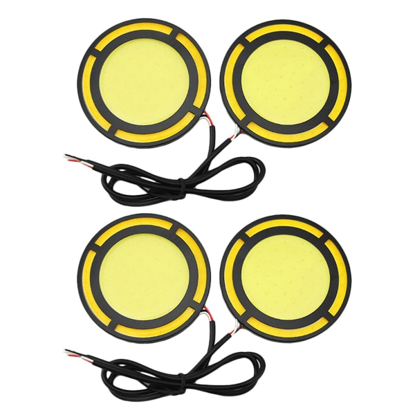 4pcs Car Yellow+white Cob Led Daylight Bulb Drl Lamp Daytime Running Fog Light