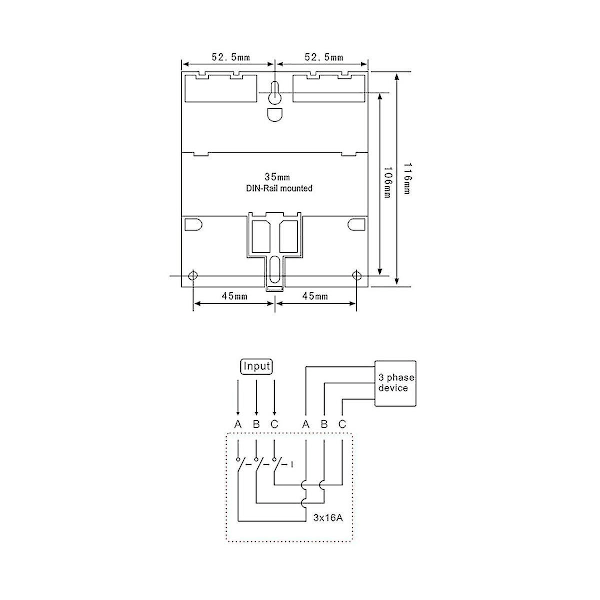 Tre faser 380v 415v Timer Programmerbar afbryder med baggrundsbelysning