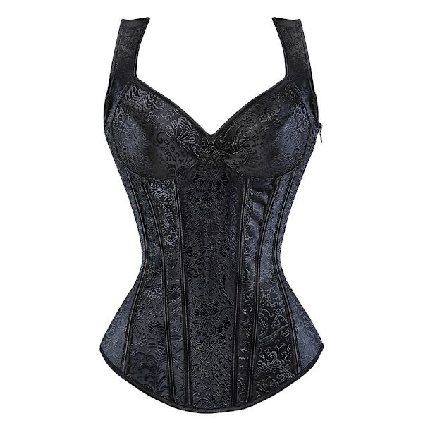 Kvinnors Broderade Remmar Korsetter Väst Sexig Gotisk Överbyst Vintage Korsett Topp Snörning Blixtlås Sida Korsetter Och Bustiers Lila