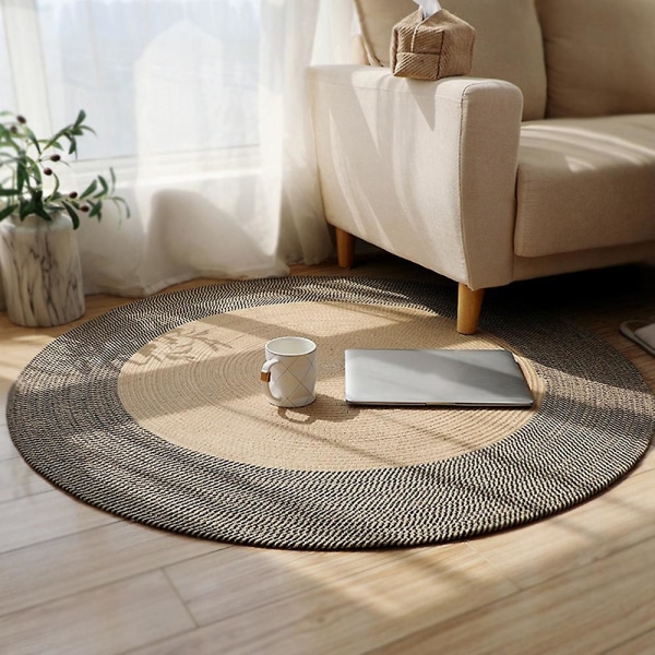 Japansk stil vevd teppe Rund gulvmatte Enkel sofabordmatter Soverom Stue Sofagulv