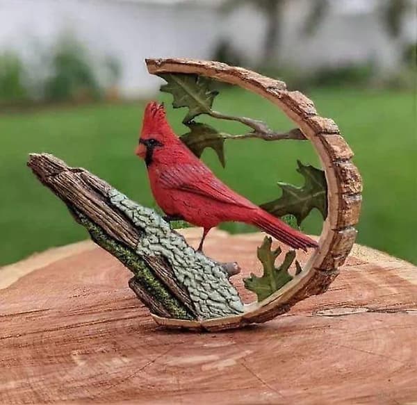 Grishay Vibrant Cardinal, Kardinalstatue, Fugleskulptur Kunstdekor, Liten Kardinal