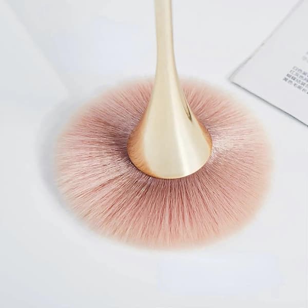 2 stk. vifteformede neglestøvbørster, blød blushbørste til manicure og makeup