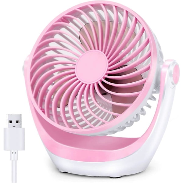 Bordventilator Lille Bordventilator med Stærk Luftstrøm Ultra Stille Bærbar Ventilator Hastighedsjusterbar Hoved 360° Drejelig Mini Personlig Ventilator til Hjem Kontor Soveværelse