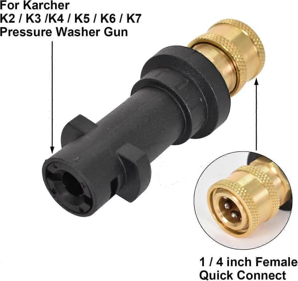 Adapter för högtryckstvättspistol med 1/4' invändig snabbkoppling, kompatibel adapter för Kärcher K2-K7, tillbehör för högtryckstvätt (B)