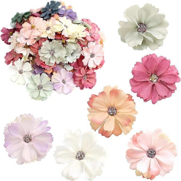 Pakke med 60 kunstige blomster til DIY scrapbooking