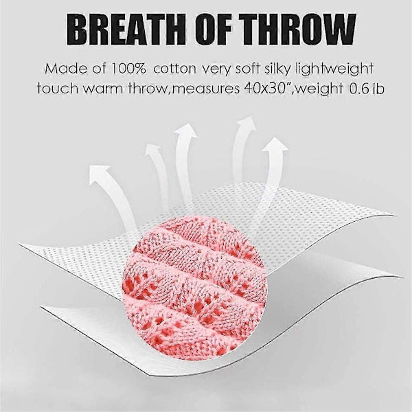100% Bomull Babyteppe / Koseteppe / Strikket Teppe, 100 Cm X 80 Cm (rosa)