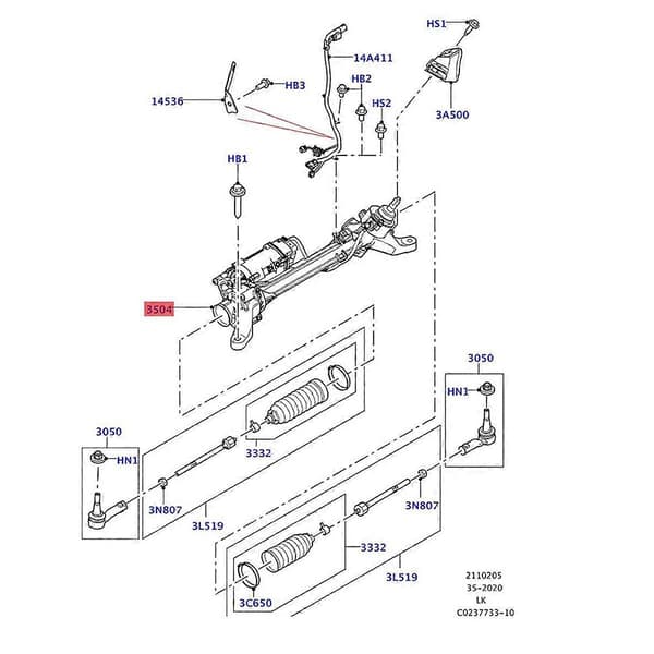 7806040564 Elektrisk styrväxel och kuggstångsrem för Land Rover Range Rover Evoque 2011-2019 H