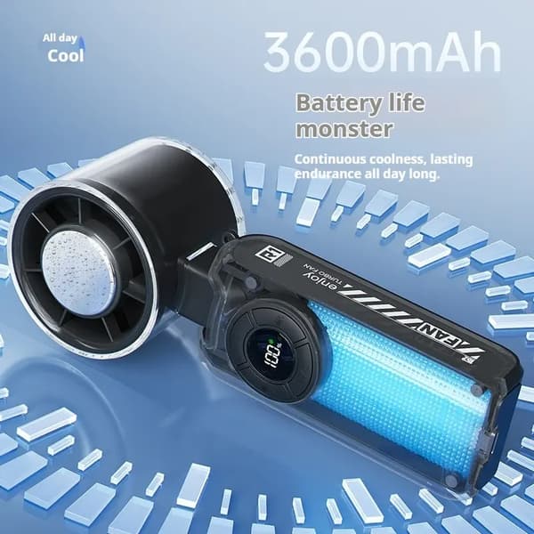 2026 Køle Håndholdt Turboventilator, 3600mAh Batteri B3