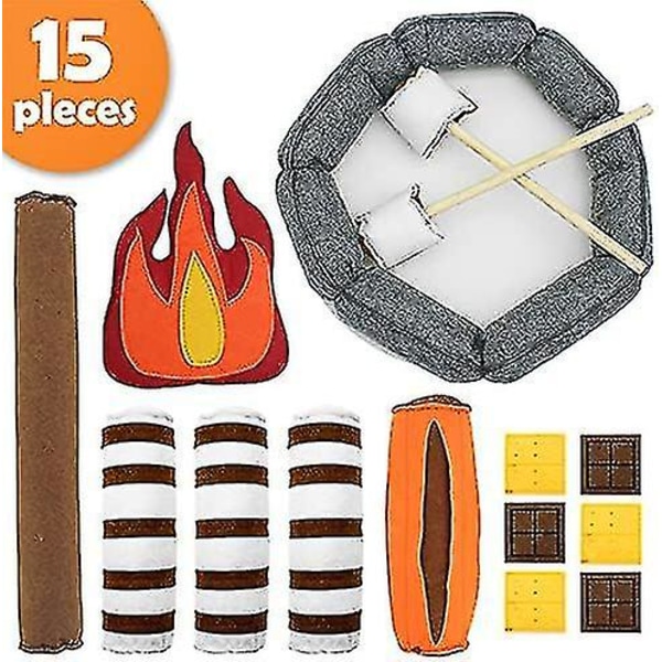 Barn Camping Leksaker Plysch Leksak Campfire,dramatiska Lekleksaker För Förskola,sensoriska Lek Camping Leksak Set Med Plysch Filt Falska Set