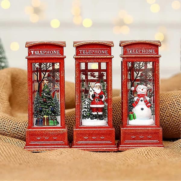 Vintage Rød London Telefonboks Lanterne Julepynt