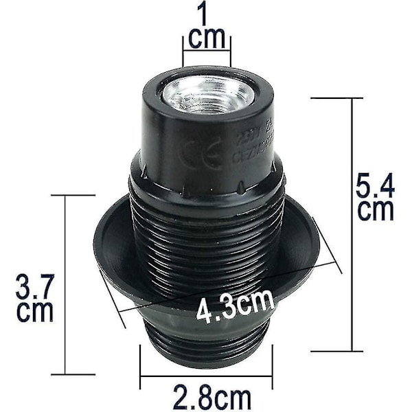 Svart E14-skruv, E14-lamphållare, 4 st E14-uttag, E14-uttag glödlampa, solid glödlampsuttag, svart adapteruttag, lamputtag dekoration C