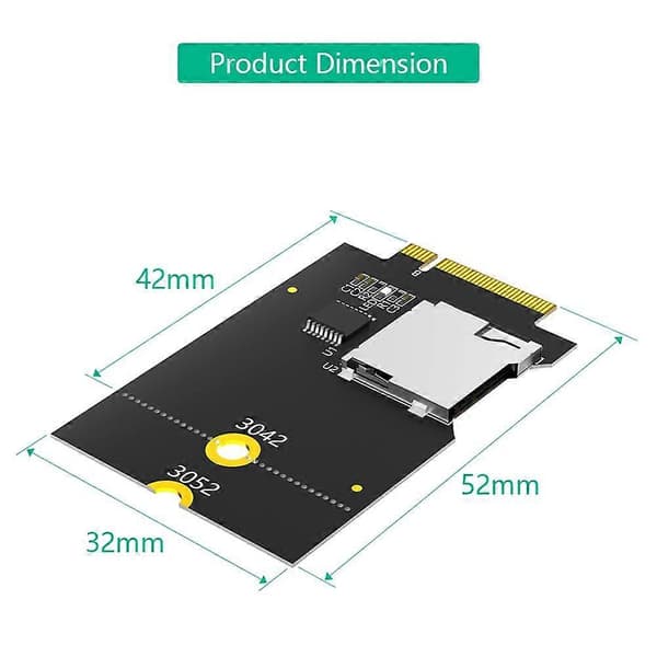 SD-kortti TF SDHC SDXC NGFF Key B -sovitin (tukee USB-väylää, ei SATA-väylää)