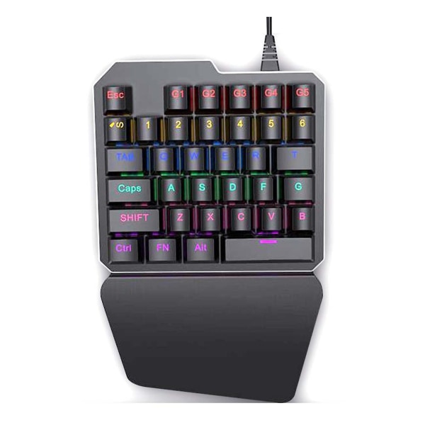 Enkelthånds spilltastatur Mini 35 taster venstrehåndstastatur Usb kablet for spiller